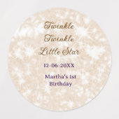 Brown glitter twinkle twinkle little star birthday ラベル (デザイン1)