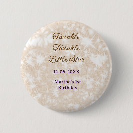 Brown glitter twinkle twinkle little star birthday 缶バッジ