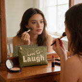 Brown Gold & Cream Large Text With Flowers アクセサリーポーチ