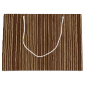 Brown Gold Stripes Christmas ラージペーパーバッグ (正面)