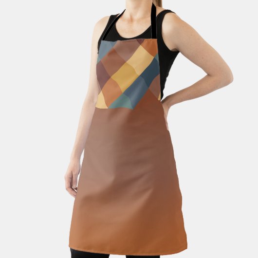 BROWN GOLD TEAL BLUE FALL GEOMETRIC PATTERN エプロン (インサイチュ)