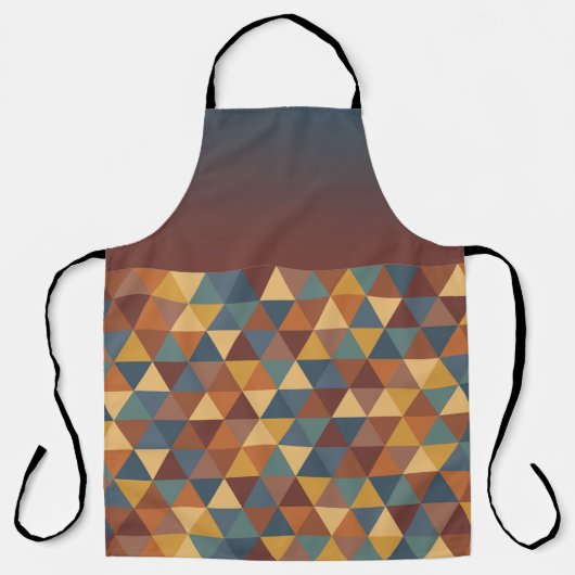 BROWN GOLD TEAL BLUE FALL GEOMETRIC PATTERN エプロン (正面)
