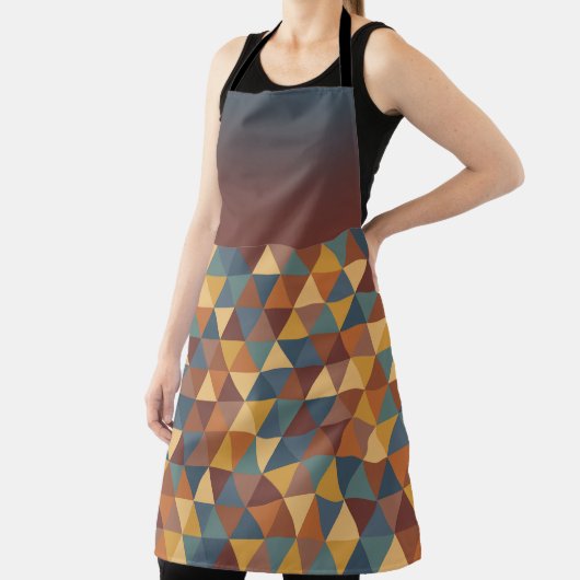 BROWN GOLD TEAL BLUE FALL GEOMETRIC PATTERN エプロン (インサイチュ)