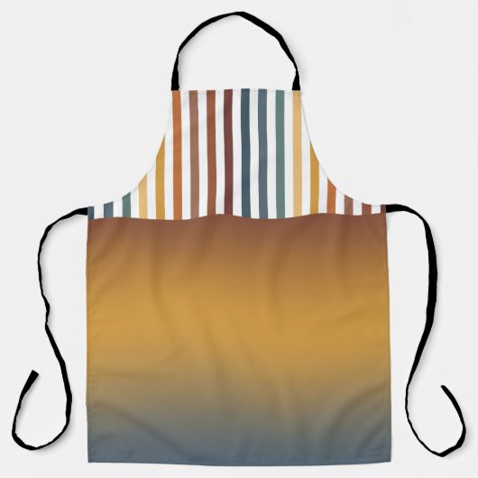 BROWN GOLD TEAL BLUE FALL GEOMETRIC PATTERN エプロン (正面)