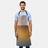 BROWN GOLD TEAL BLUE FALL GEOMETRIC PATTERN エプロン (着用した状態)