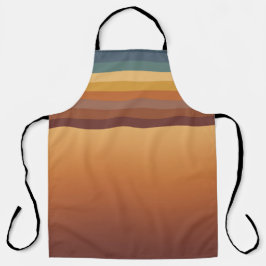 BROWN GOLD TEAL BLUE FALL GEOMETRIC PATTERN エプロン