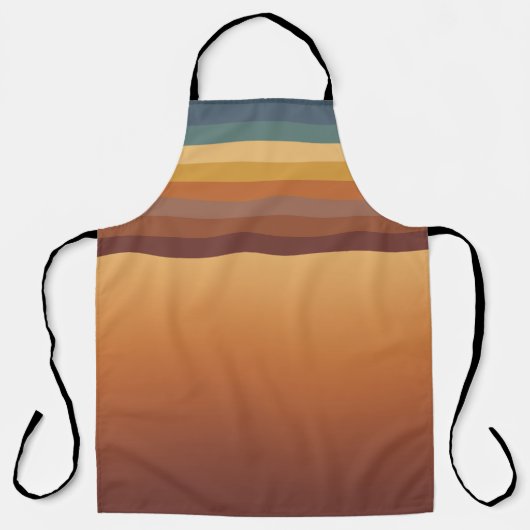 BROWN GOLD TEAL BLUE FALL GEOMETRIC PATTERN エプロン (正面)