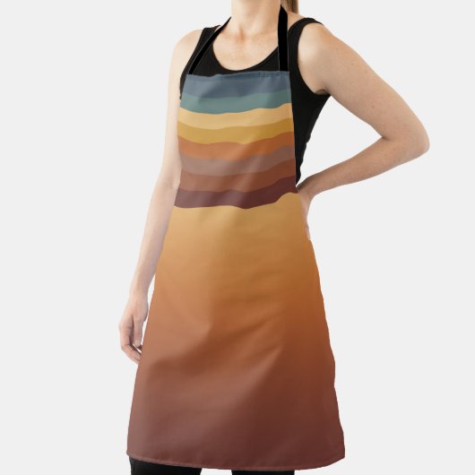 BROWN GOLD TEAL BLUE FALL GEOMETRIC PATTERN エプロン (インサイチュ)