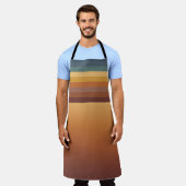 BROWN GOLD TEAL BLUE FALL GEOMETRIC PATTERN エプロン (着用した状態)