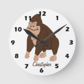 Brown Gorilla Design Personalised ラウンド壁時計 (正面)