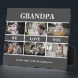 Brown Grandpa We love You Photo Collage Platーク フォトプラーク<br><div class="desc">おじいちゃん私たちは愛してあなたにフォトコラージュ。6枚。カスタマイズ.茶色の背景</div>