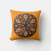 Brown/Gray Starburst Mandala Throw Pillow クッション (正面)