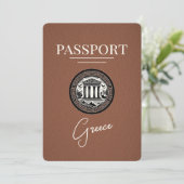 Brown Greece Passport日付カードの保存 セーブザデート (スタンド正面)