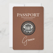 Brown Greece Passport日付カードの保存 セーブザデート (正面)