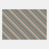 Brown Green And Black Stripes On Watercolor Paper ラッピングペーパーシート (正面)