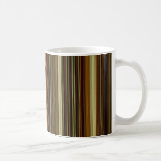 Brown Green and Gold Stripes コーヒーマグカップ (右)