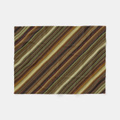 Brown Green and Gold Stripes フリースブランケット (正面(横))