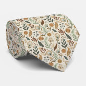 Brown Green Leaves Botanicals Wedding Groom Men's ネクタイ (ロール)