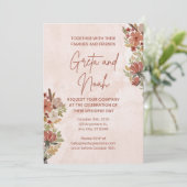 Brown Green Watercolor Floral Wedding Invitation 招待状 (スタンド正面)