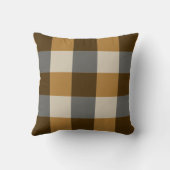 Brown, Grey and Beige Plaid Throw PIllow クッション (裏面)