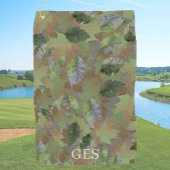Brown Grey Leaves Custom Monogram or Name Camo ゴルフタオル