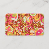 Brown Groovy 60s 70s Floral Swirls Business Card 名刺 (正面)