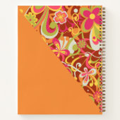 Brown Groovy 60s 70s Floral Swirls II ノートブック (裏面)