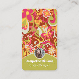 Brown Groovy 60s 70s Floral Swirls Vers II 名刺