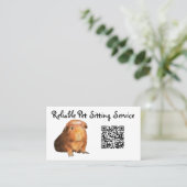 Brown Guinea Pig Photo & QR Code Pet Care 名刺 (スタンド正面)
