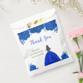 Brown Hair Princess Blue Floral Birthday Party フェイバーバッグ (封をした状態)