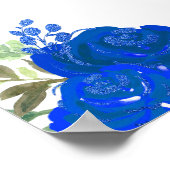 Brown Hair Princess Blue Floral Birthday Welcome ポスター (角)