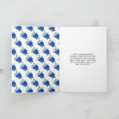 Brown Hair Princess Blue Floral Quinceanera カード (内部)