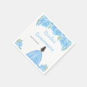 Brown Hair Princess Blue Floral Quinceanera スタンダードカクテルナプキン (角)