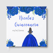 Brown Hair Princess Blue Quinceanera Guest Book ゲストブック (正面)