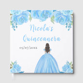 Brown Hair Princess Blue Quinceanera Guest Book ゲストブック (正面)