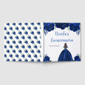 Brown Hair Princess Navy Quinceanera Guest Book ゲストブック (全面)