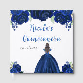 Brown Hair Princess Navy Quinceanera Guest Book ゲストブック (正面)