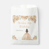 Brown Hair Princess Peach Floral Birthday Party フェイバーバッグ (正面)