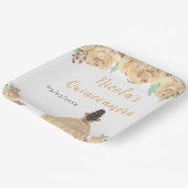 Brown Hair Princess Peach Floral Quinceanera ペーパープレート (傾斜あり)