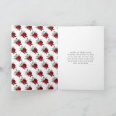 Brown Hair Princess Red Floral Birthday カード (内部)