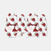 Brown Hair Princess Red Floral Quinceanera フェイバーボックス (折り畳みなし)