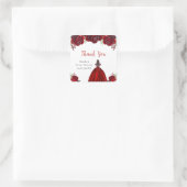 Brown Hair Princess Red Floral Sweet Sixteen  スクエアシール (バッグ)