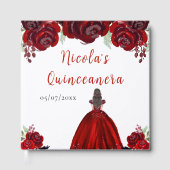 Brown Hair Princess Red Quinceanera Guest Book ゲストブック (正面)