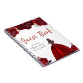 Brown Hair Princess Red Quinceanera Guest Book ノートブック (右側)