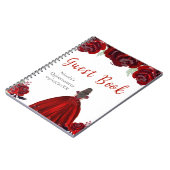 Brown Hair Princess Red Quinceanera Guest Book ノートブック (左側)