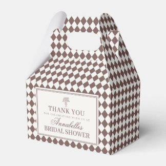 Brown Harlequin Checkered Bridal Shower フェイバーボックス