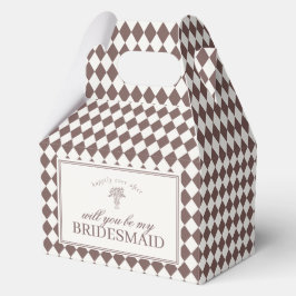 Brown Harlequin Checkered Bridesmaid Proposal Box フェイバーボックス