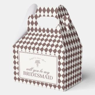 Brown Harlequin Checkered Bridesmaid Proposal Box フェイバーボックス