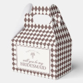 Brown Harlequin Checkered Bridesmaid Proposal Box フェイバーボックス (裏面)