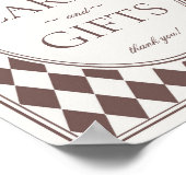 Brown Harlequin Checkered Cards and Gifts Sign ポスター (角)